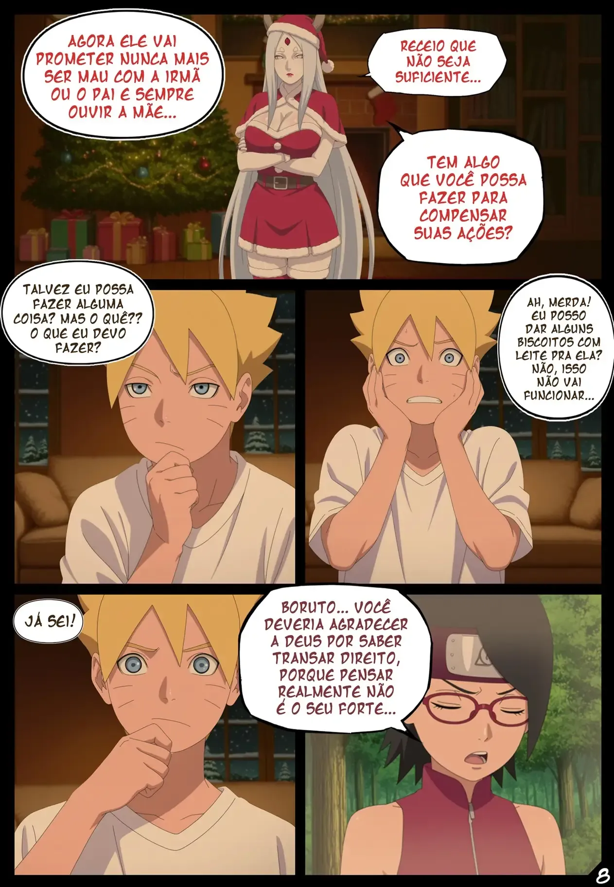 Noites Escaldantes de Natal: Naruto Transa com as Kunoichis em HQ Pornô Explícita