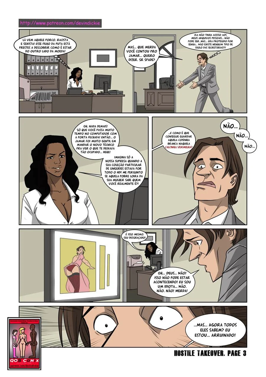 Negão Dotado Domina a Colega de Trabalho em HQ Explícita