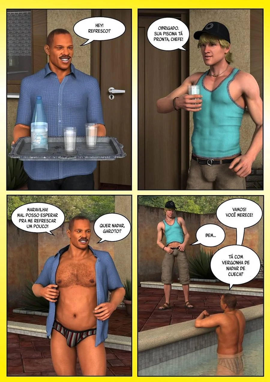 O Piscineiro: O Açougueiro da Piscina Enche o Oficial de Porra