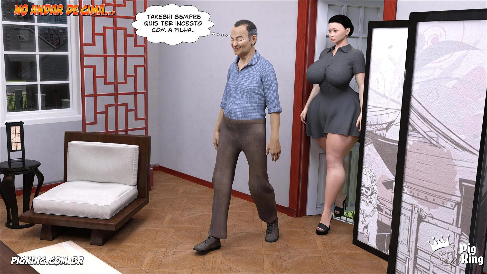 Puta da Família Kobayashi: Orgia em HQ 3D Explícita