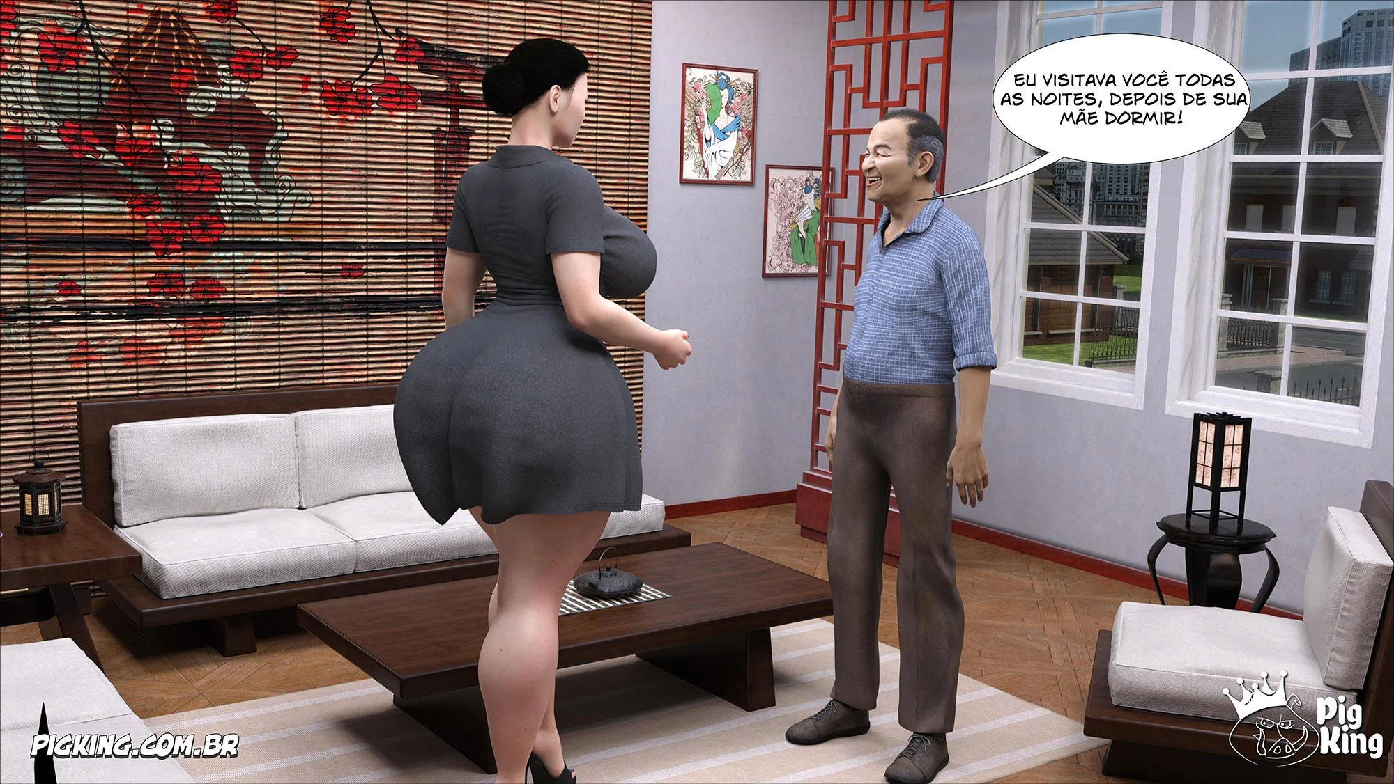 Puta da Família Kobayashi: Orgia em HQ 3D Explícita