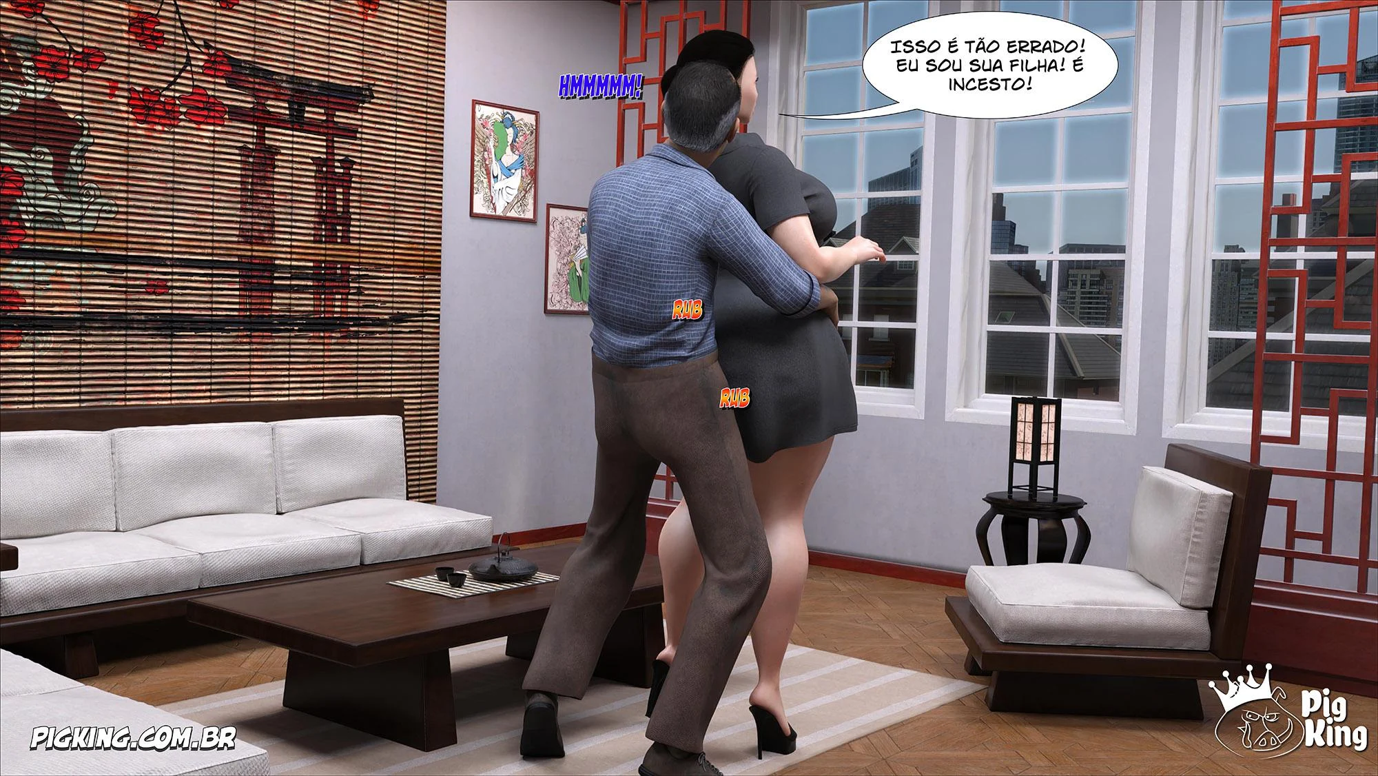 Puta da Família Kobayashi: Orgia em HQ 3D Explícita