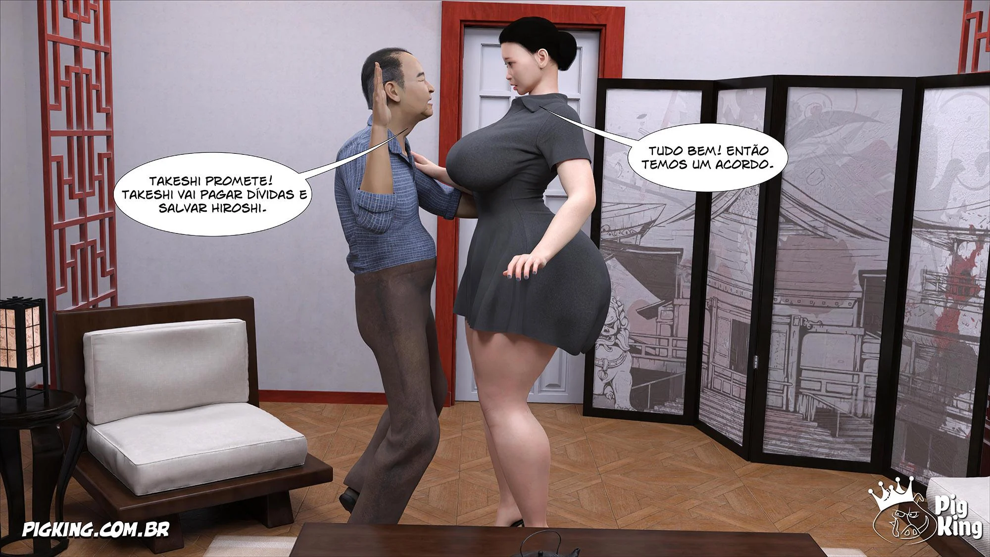 Puta da Família Kobayashi: Orgia em HQ 3D Explícita