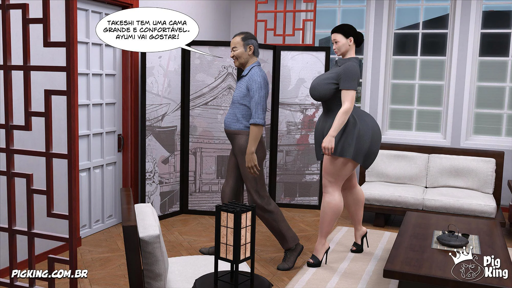 Puta da Família Kobayashi: Orgia em HQ 3D Explícita