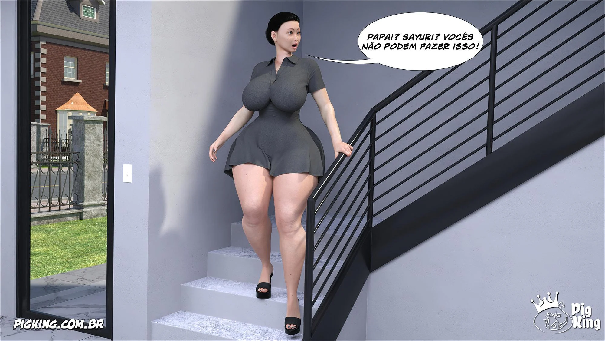 Puta da Família Kobayashi: Orgia em HQ 3D Explícita