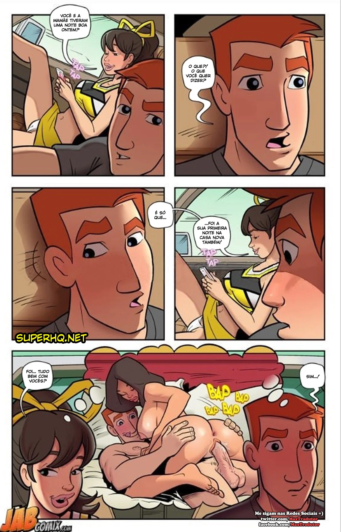 Padrasto devora a enteada safada em HQ erótica explícita