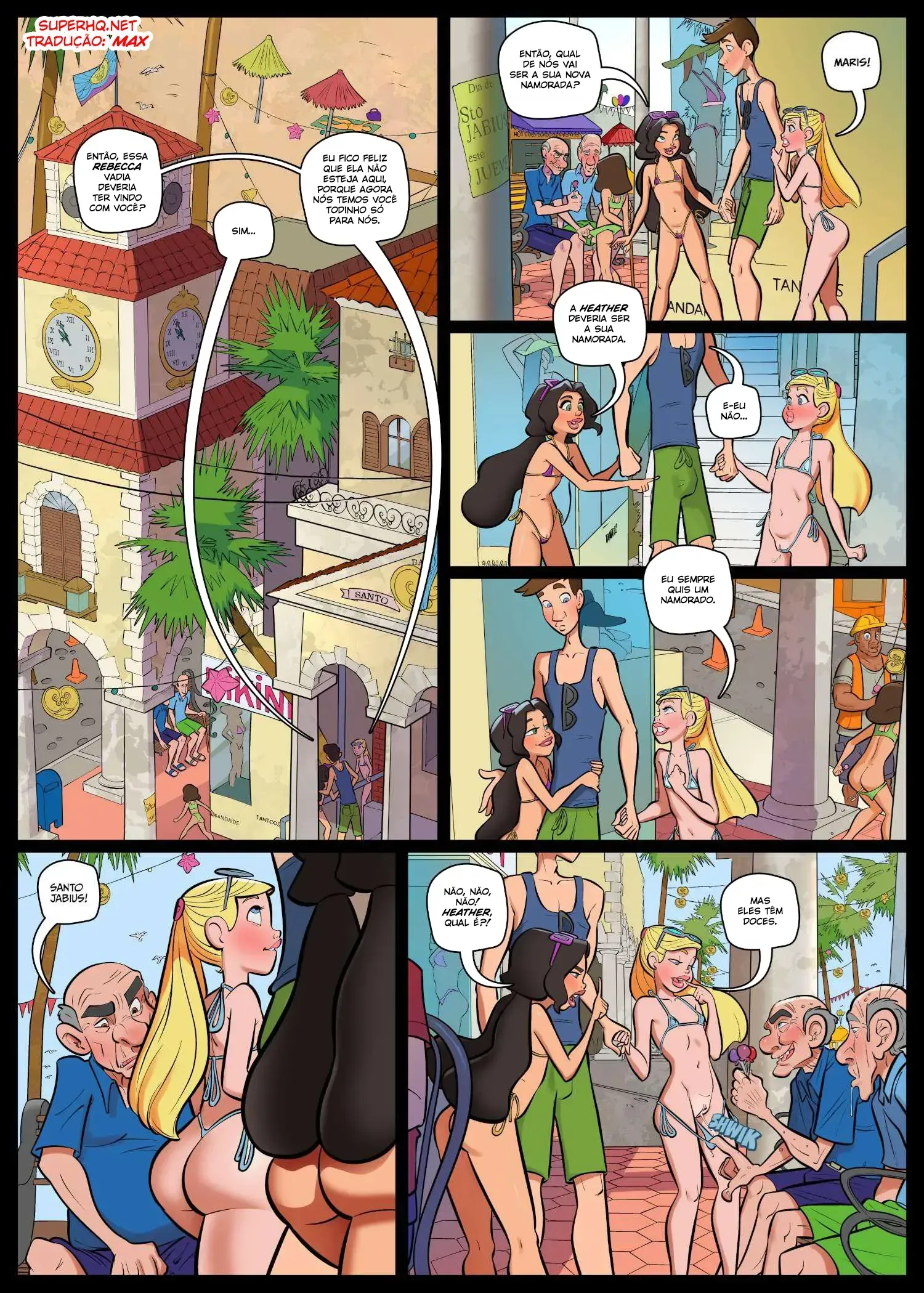 Quadrinhos Eróticos Explícitos: Aventuras Calientes na Praia de Santo