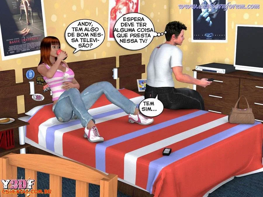 Prima 3D Proibida: Ménage Ardente Nos Quadrinhos de Sexo Explícito