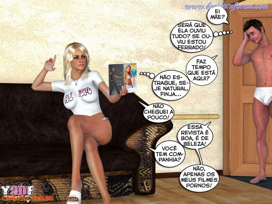 Prima 3D Proibida: Ménage Ardente Nos Quadrinhos de Sexo Explícito