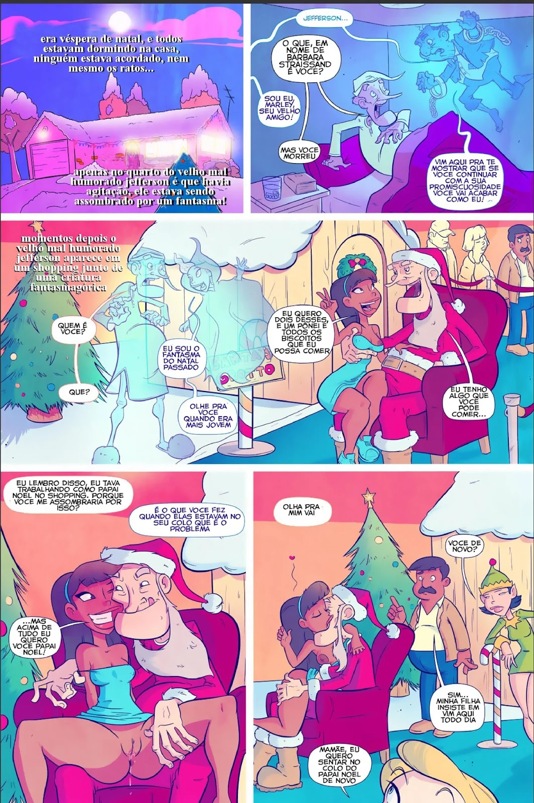 Sedução Proibida: Avô Tarado Abusa da Netinha no Natal em HQ Pornô Explícita