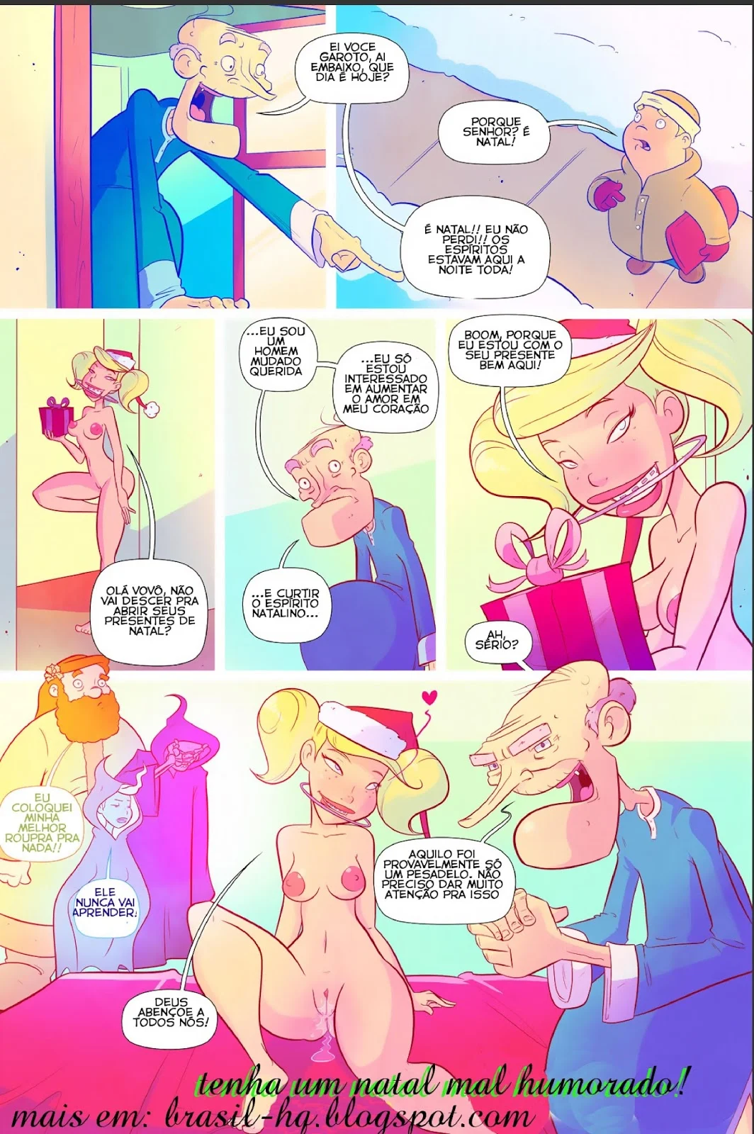 Sedução Proibida: Avô Tarado Abusa da Netinha no Natal em HQ Pornô Explícita