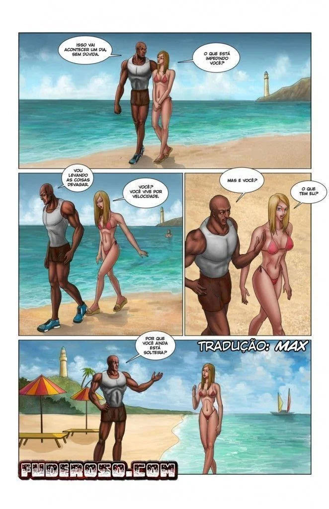 Garota do Biquíni Exibindo Toda Sua Pepeca - HQ Pornô Interracial Picante