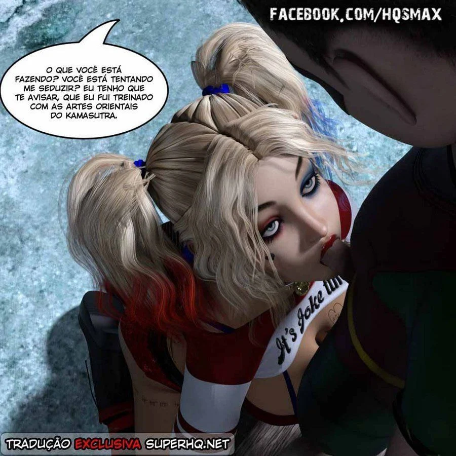 Arlequina senta gostoso no Robin: sexo 3D explícito e quente