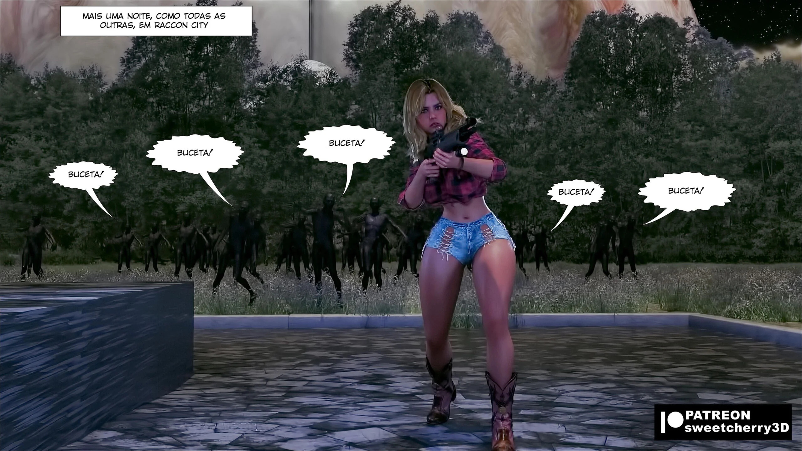 Vazamento Proibido: Jill Valentine Entre Cães em Orgia em 3D Explícita