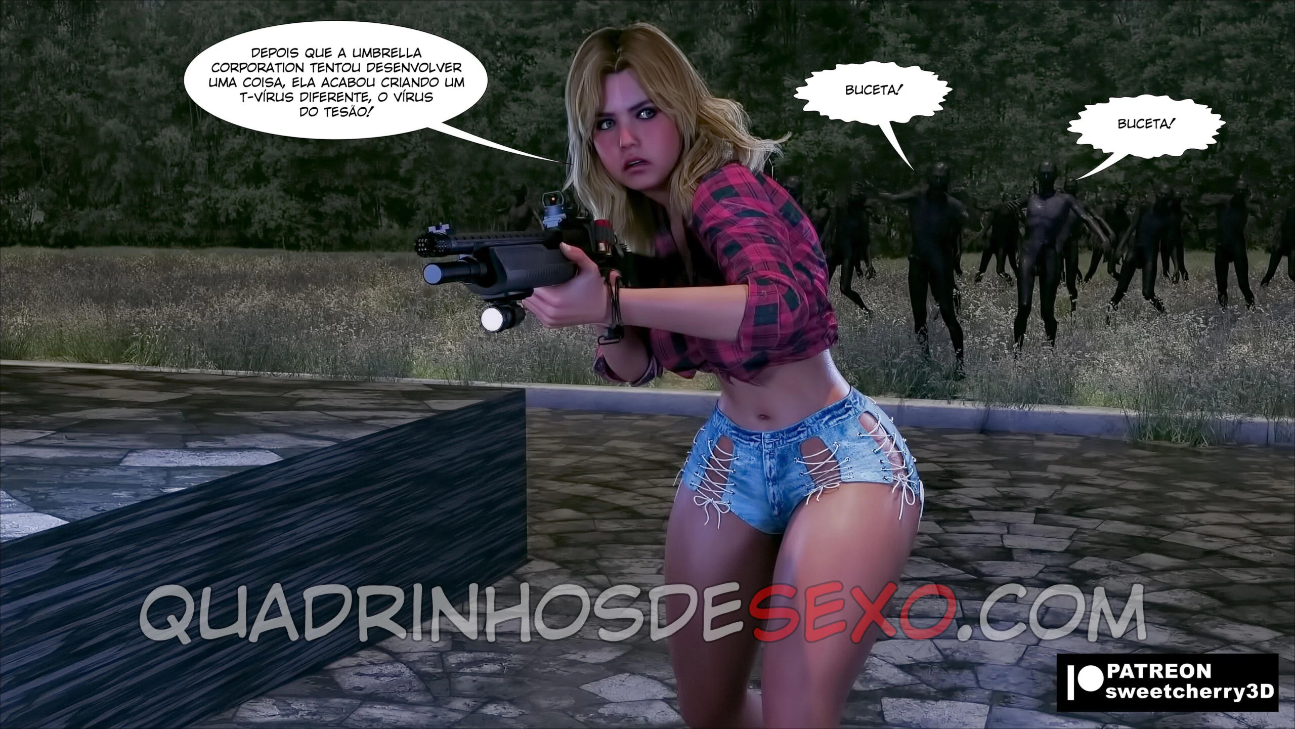 Vazamento Proibido: Jill Valentine Entre Cães em Orgia em 3D Explícita