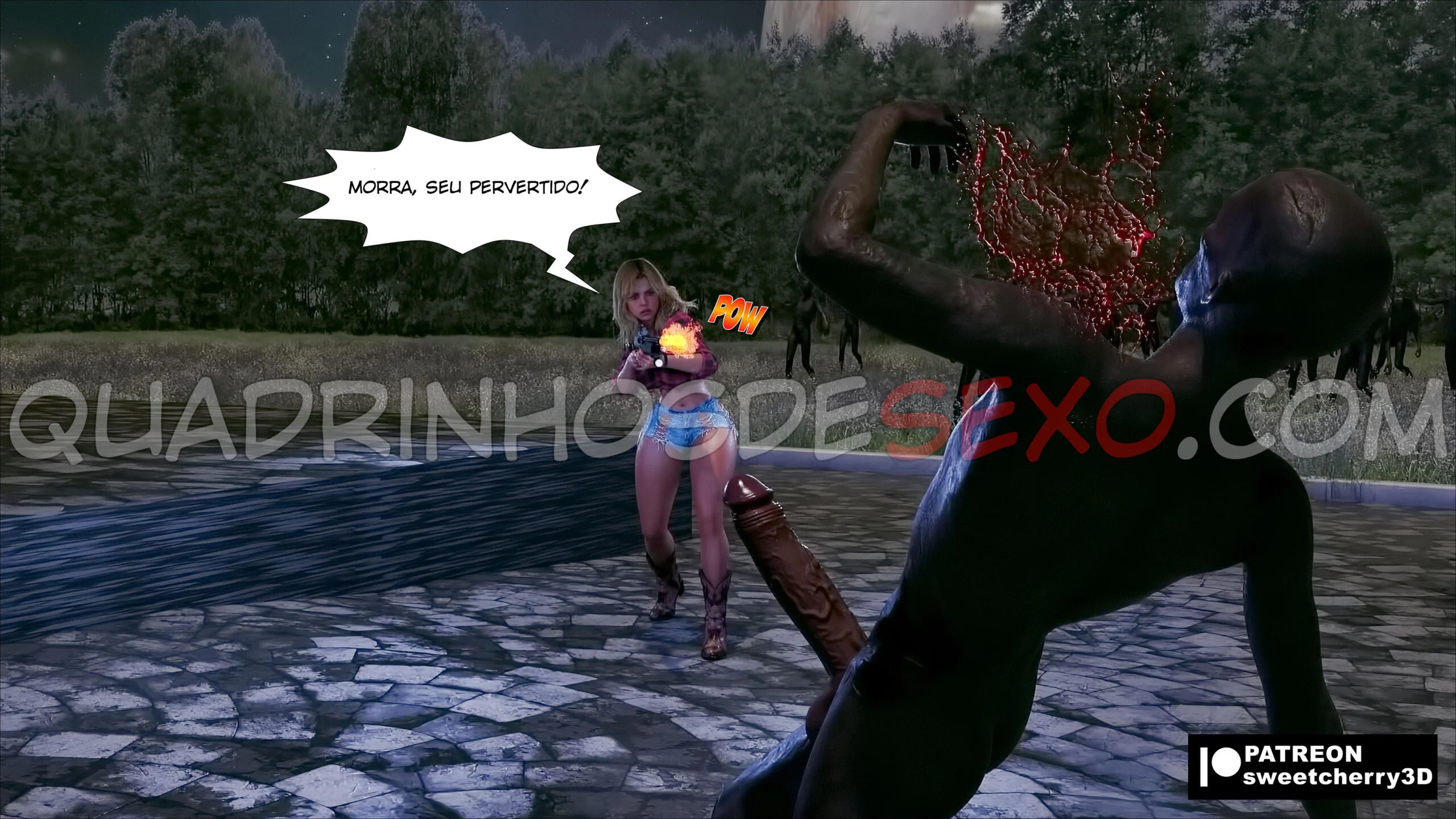 Vazamento Proibido: Jill Valentine Entre Cães em Orgia em 3D Explícita