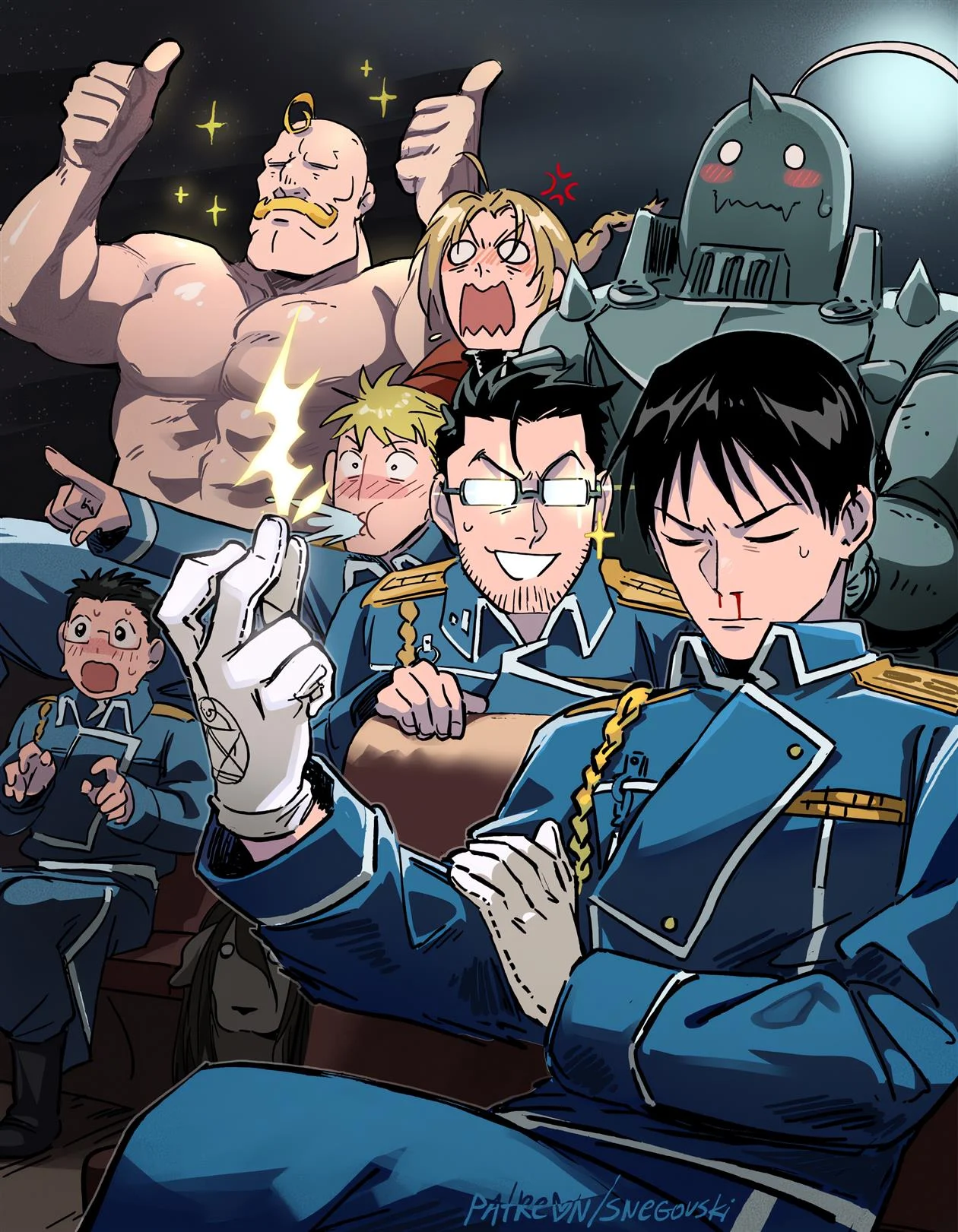 Quadrinhos Eróticos de Fogo: Roy Mustang Dominando Riza Hawkeye com Paixão Incontrolável