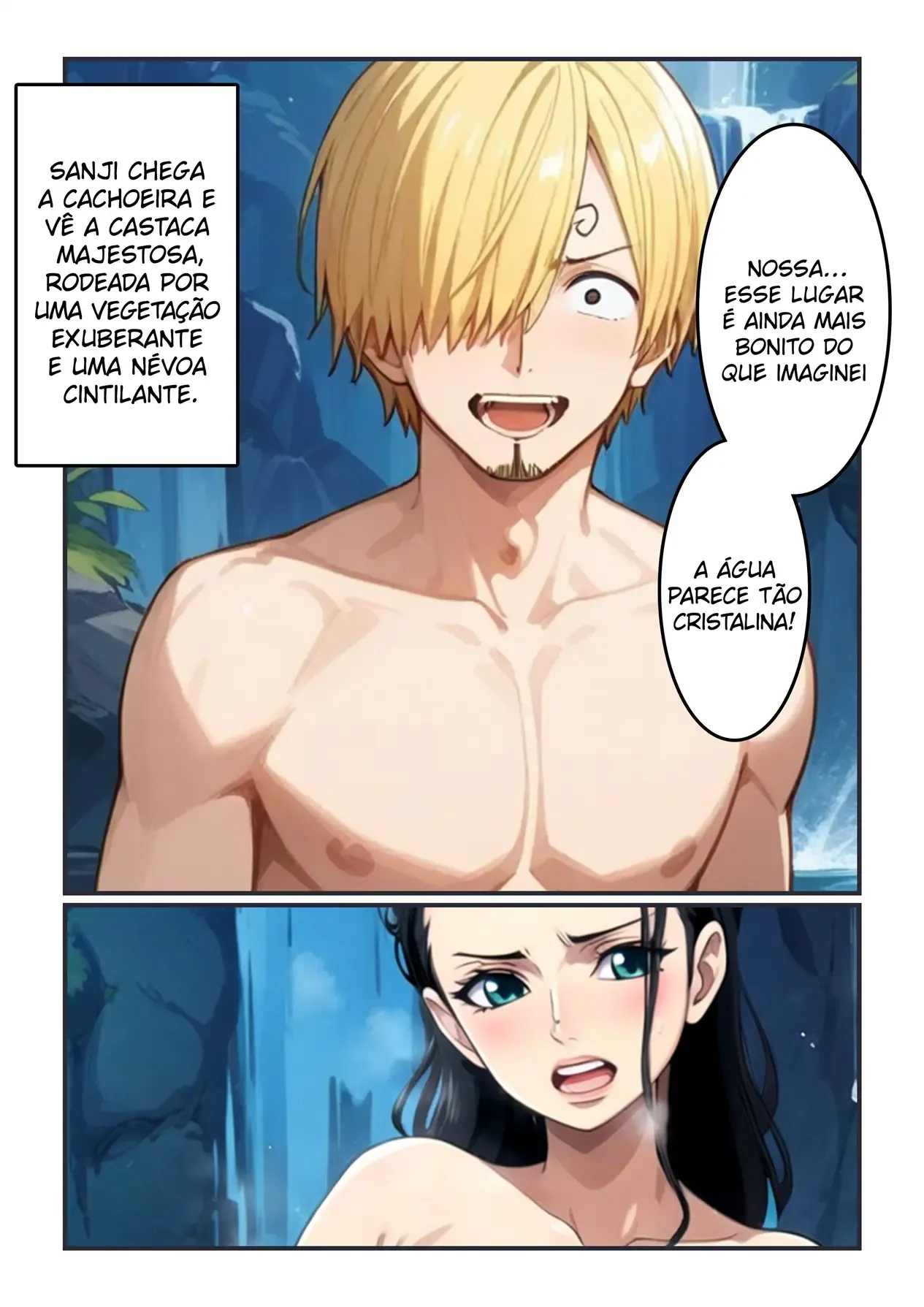 Sanji Comendo a Robin Gostoso na Cachoeira em Cena Proibida