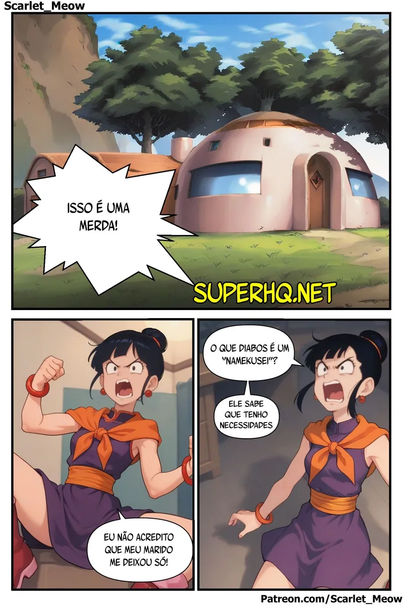 Goku ausente, esposa desesperada por sexo nos quadrinhos eróticos