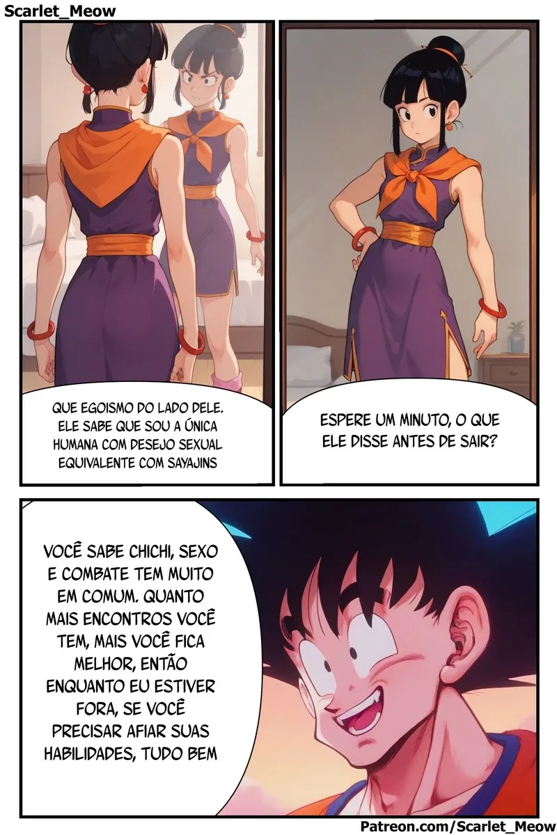 Goku ausente, esposa desesperada por sexo nos quadrinhos eróticos