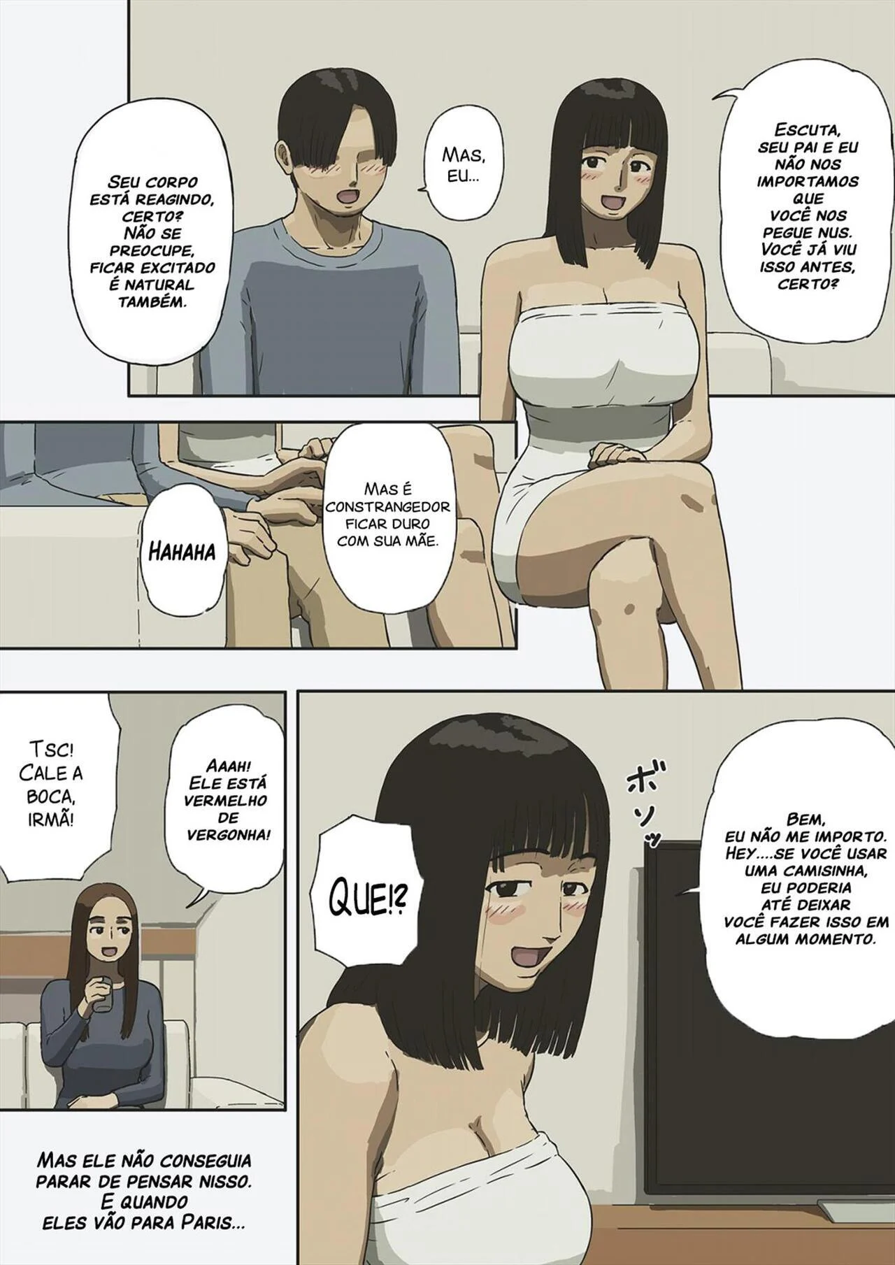 Sua Mãe Gemendo de Prazer: Esposa Compartilhada no Quarto ao Lado - Hentai Incesto Explicito
