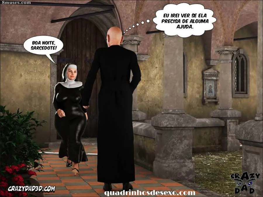 Irmã Santinha de Saias Curtas: HQ 3D Explícita de Sacrilégio Carnal