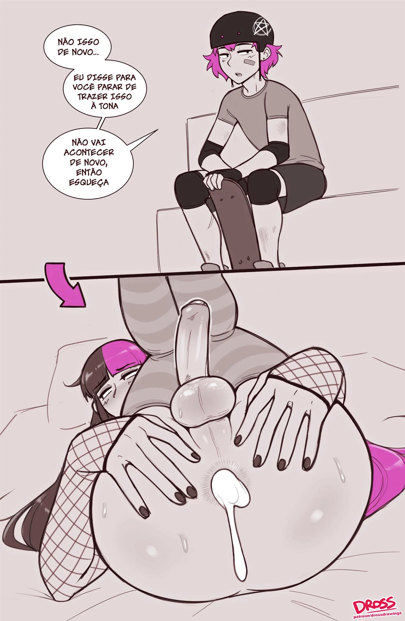 Skatista Dominador Transando com Macho Na Pista - Quadrinhos Eróticos Explícitos