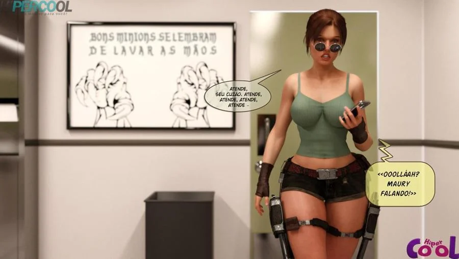 Lara Croft: Aventura Erótica no Banheiro em HQ 3D Explícita