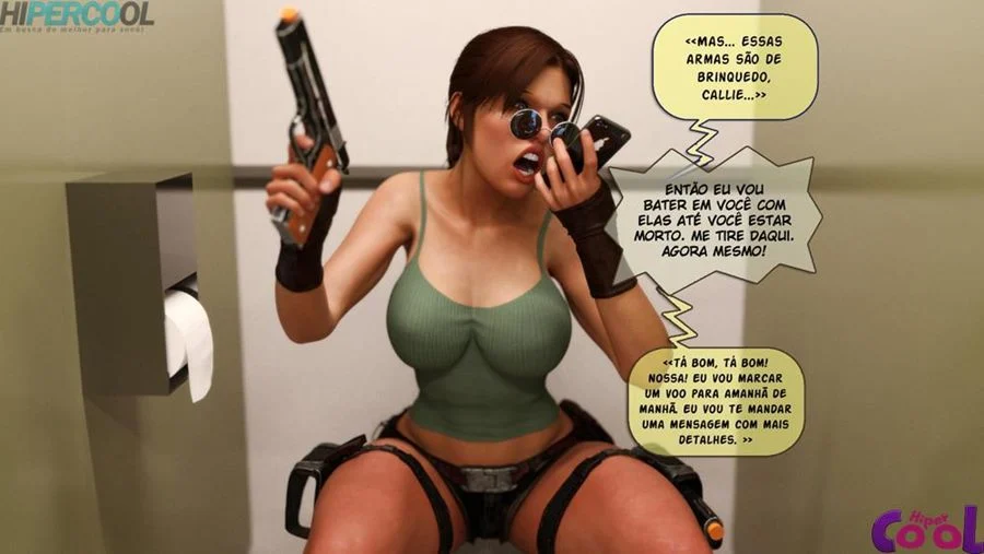 Lara Croft: Aventura Erótica no Banheiro em HQ 3D Explícita