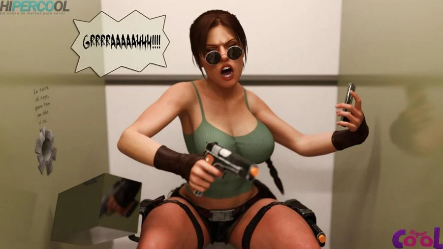 Lara Croft: Aventura Erótica no Banheiro em HQ 3D Explícita