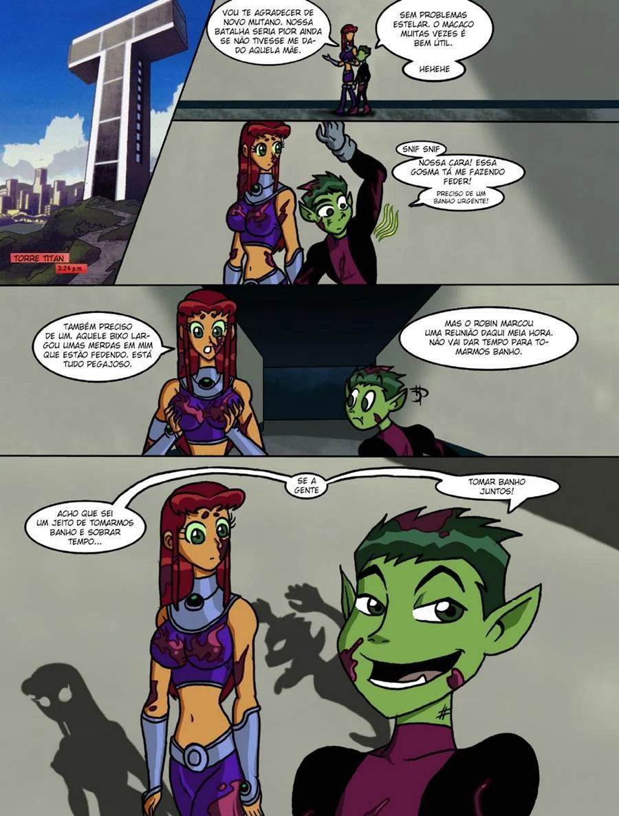 Hentai Explícito da Starfire: Orgia Picante no Banheiro dos Titãs