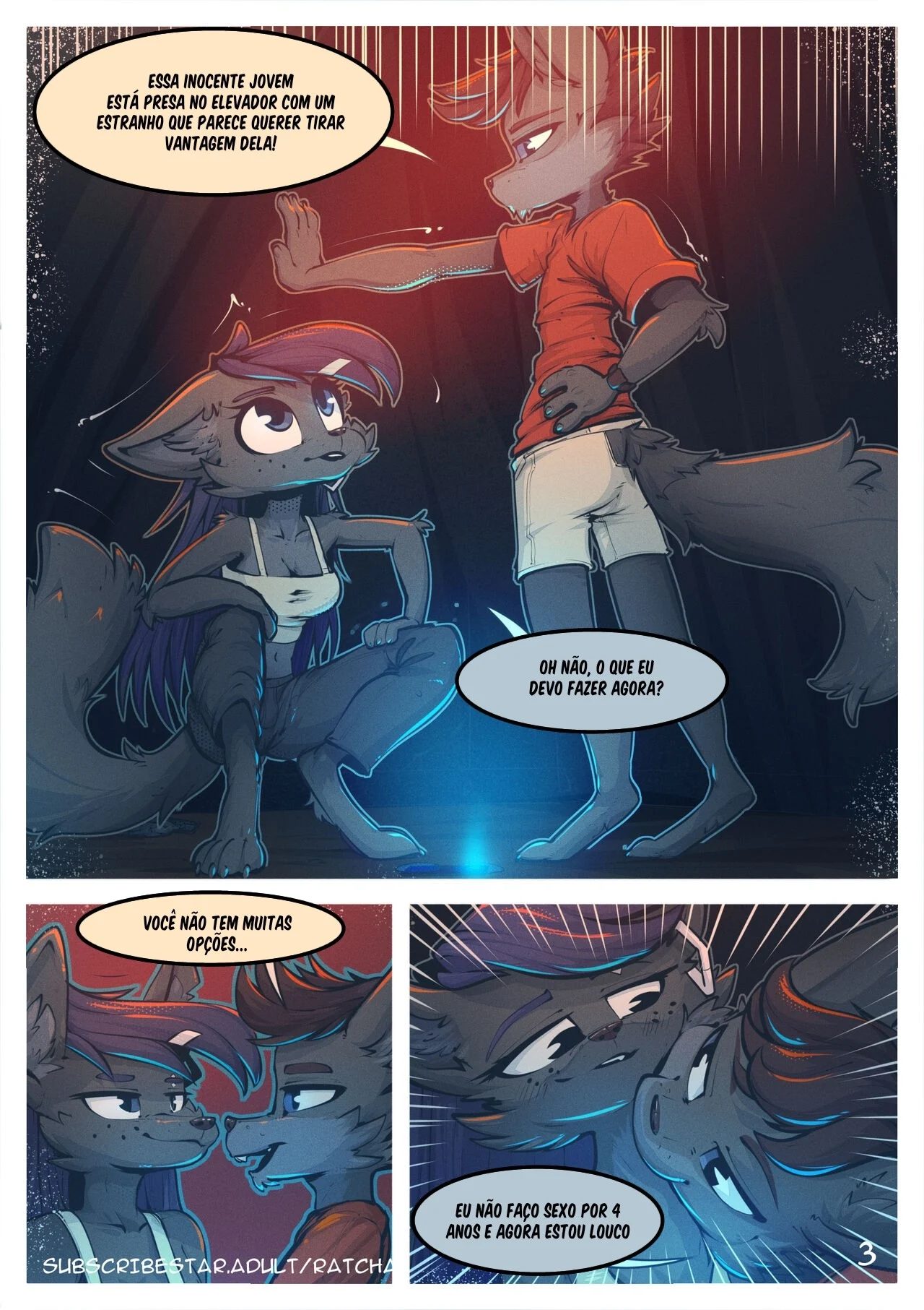 Preso Dentro: Furry Pornô Explícito em Quadrinhos de Sexo Ardente