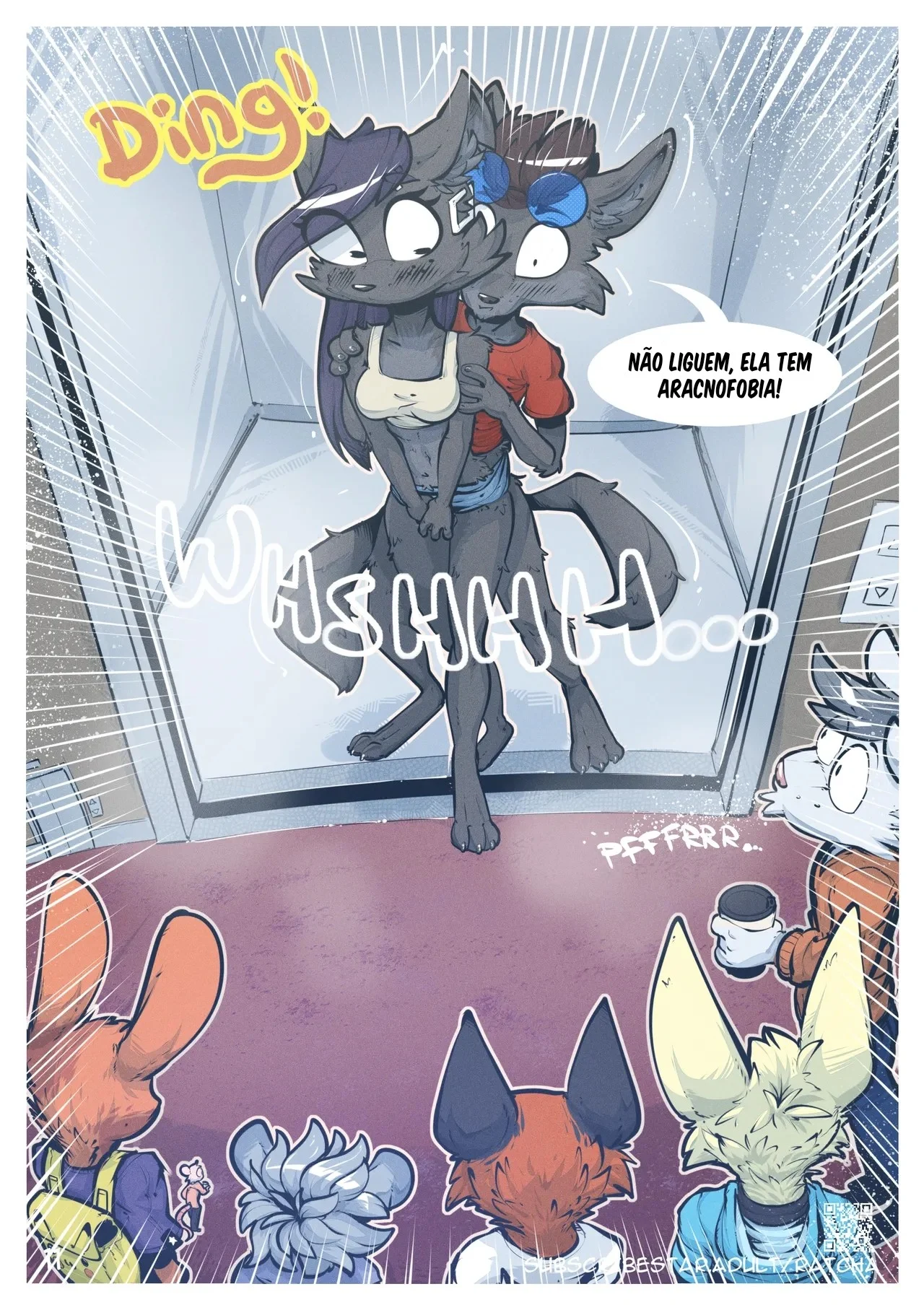 Preso Dentro: Furry Pornô Explícito em Quadrinhos de Sexo Ardente