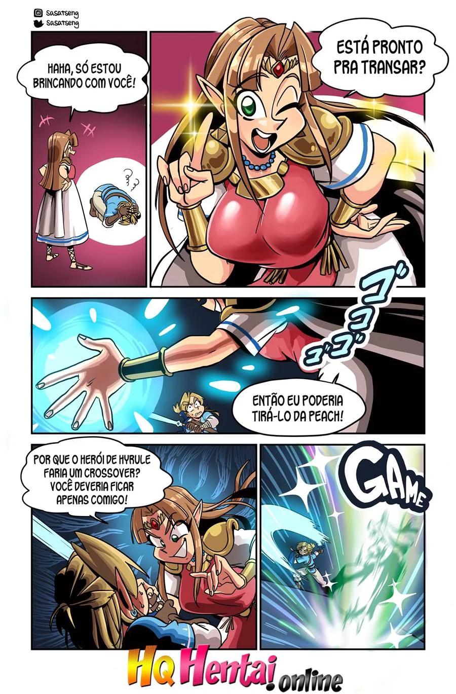 Mario Cornudo: Link Fode a Peach em HQ Pornô Explícita