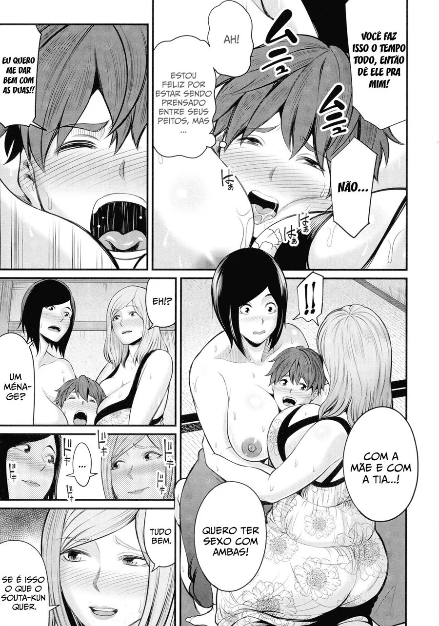 Suruba Proibida com Mãe e Tia de Peitão - Hentai Familia