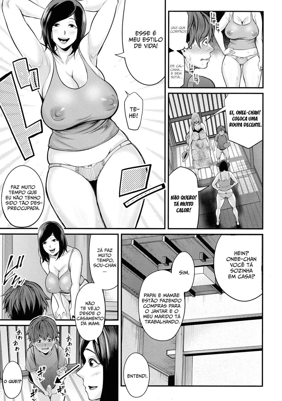 Suruba Proibida com Mãe e Tia de Peitão - Hentai Familia