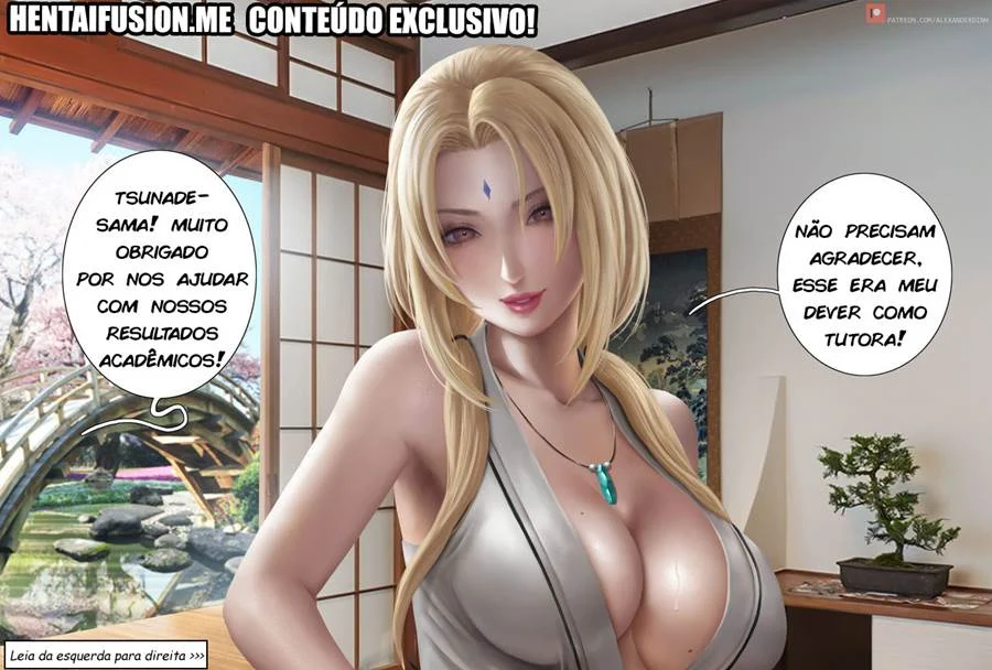 Reverse Gangbang Explícita com Tsunade: Seios Gigantes e Fodelança Intensa