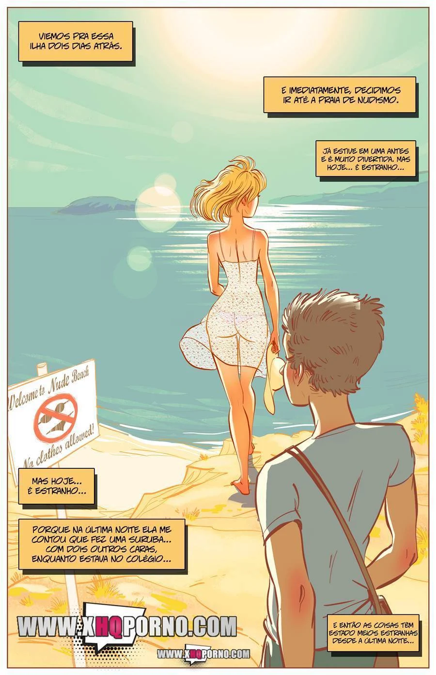 Vizinho Tarado Arranca Gemidos da Esposa Safada na Praia de Nudismo