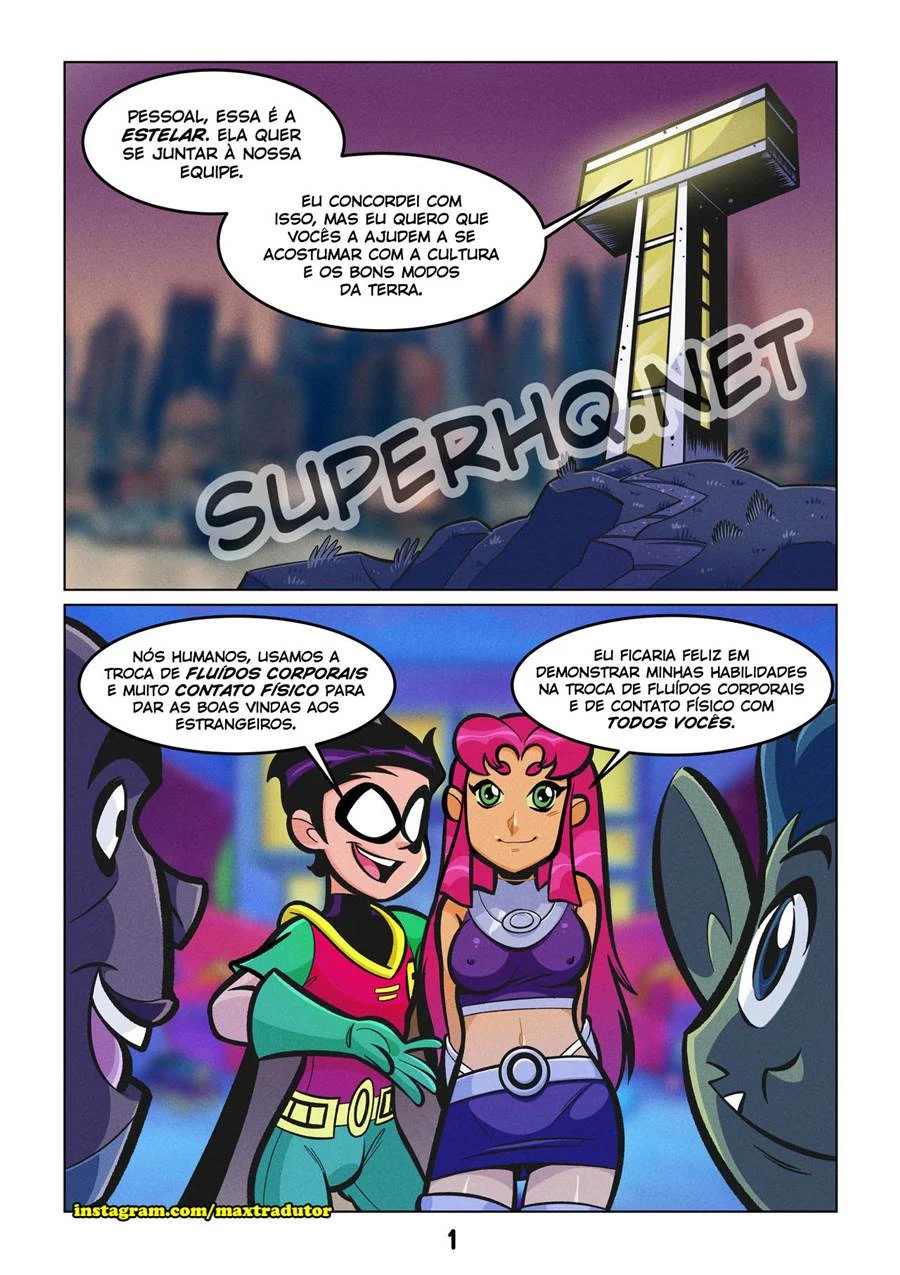 HQ Proibida: A Verdadeira Starfire Esfregando a Buceta com Os Jovens Titãs
