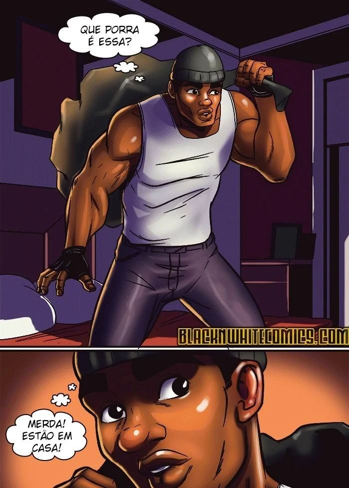 Sexo Explícito com Ladrão Negro - HQ Pornô Interracial em Ação