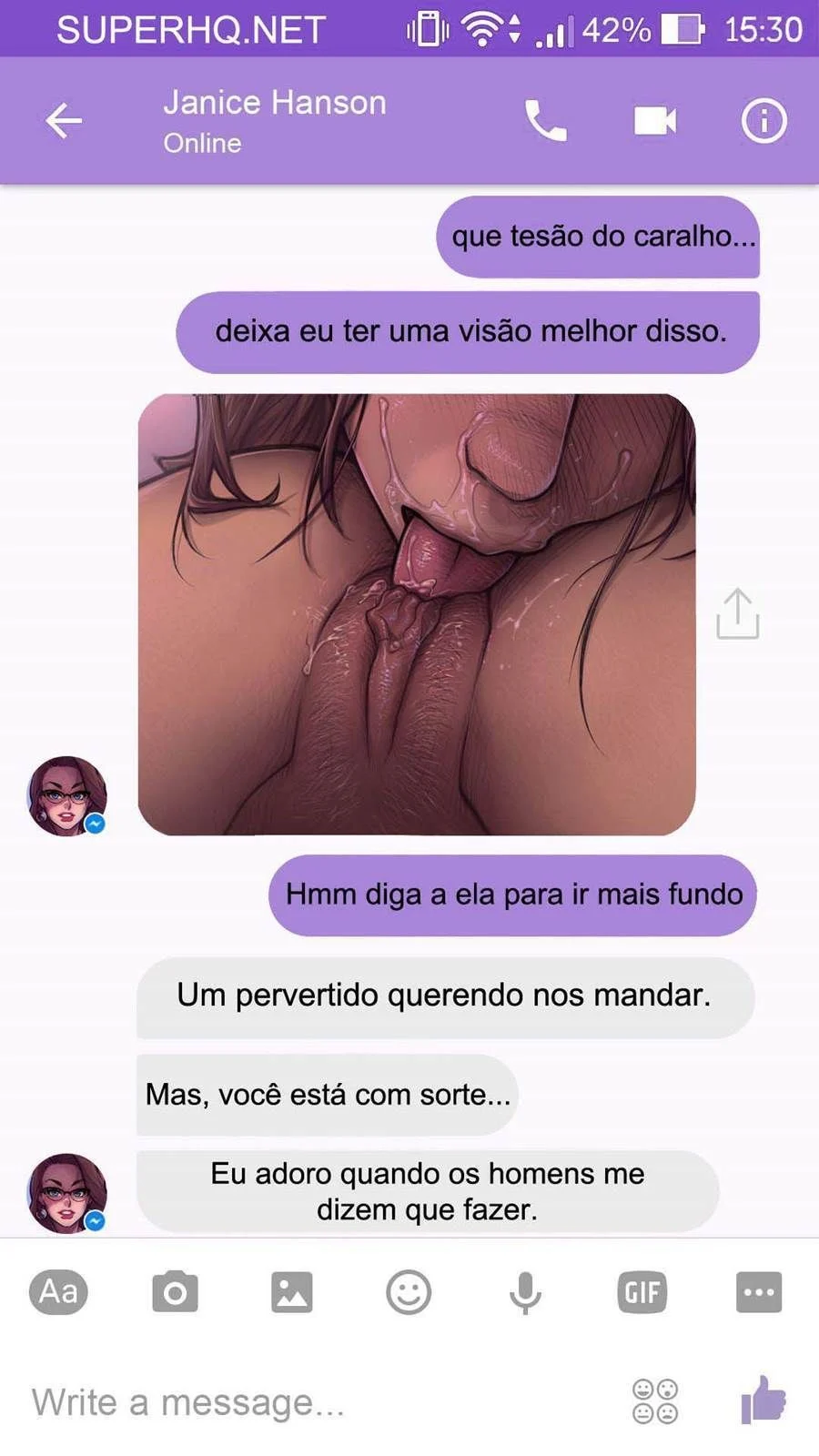 Safadeza lésbica explícita em HQ: Tesão Virtual no WhatsApp