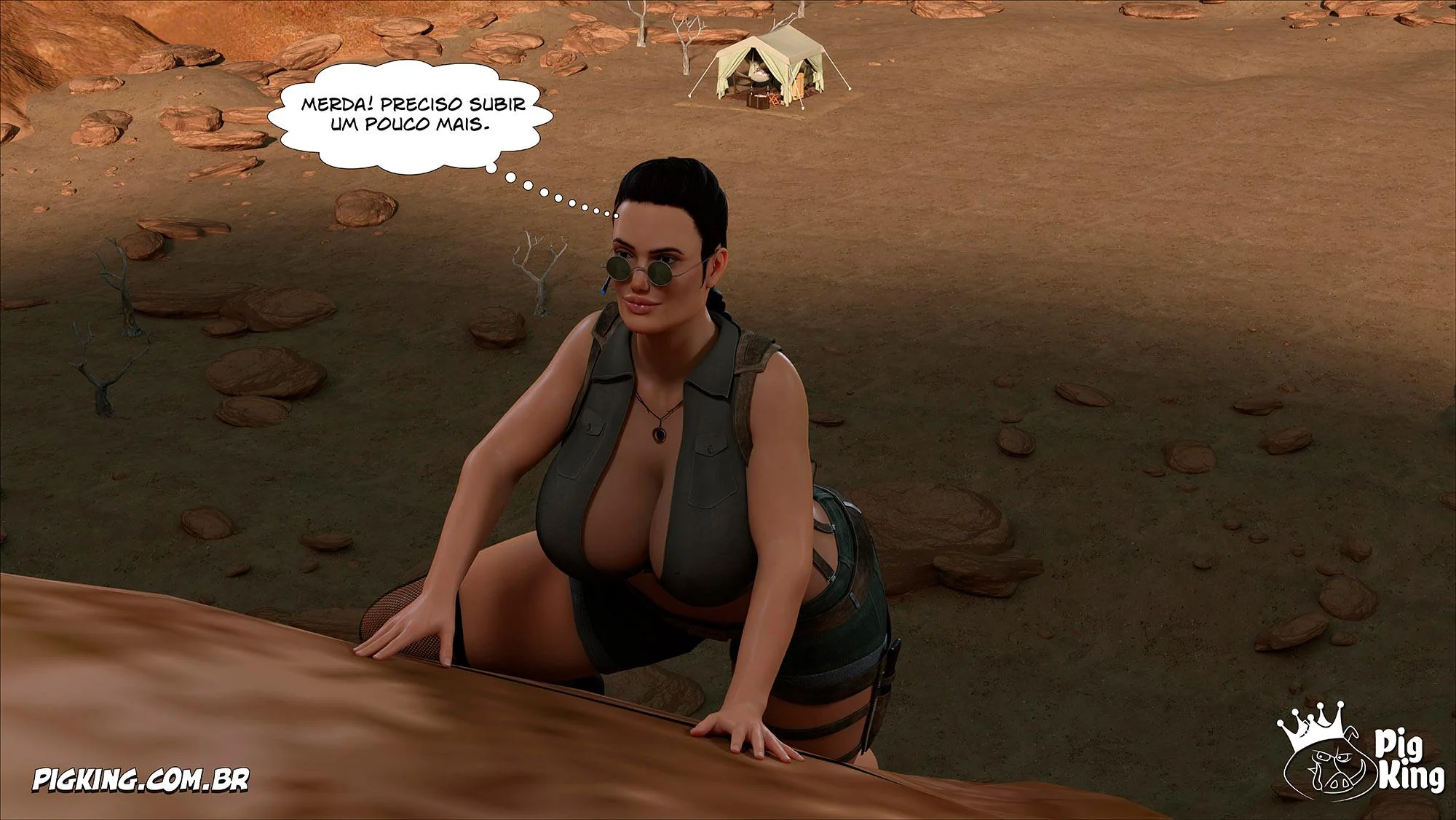 Lara Croft Submissa: Quadrinhos Pornô com Fodas Selvagens e Surras de Pica