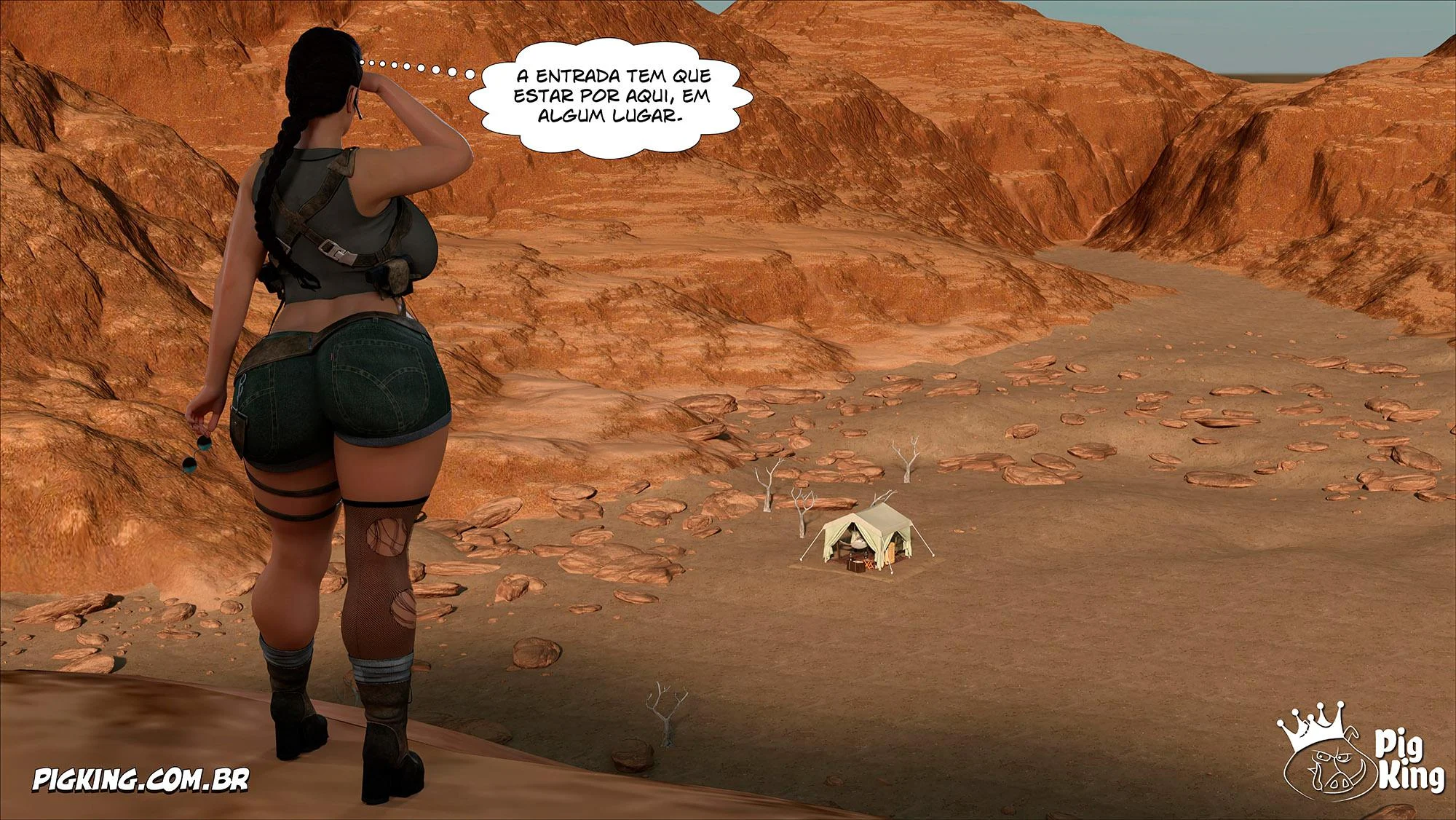 Lara Croft Submissa: Quadrinhos Pornô com Fodas Selvagens e Surras de Pica