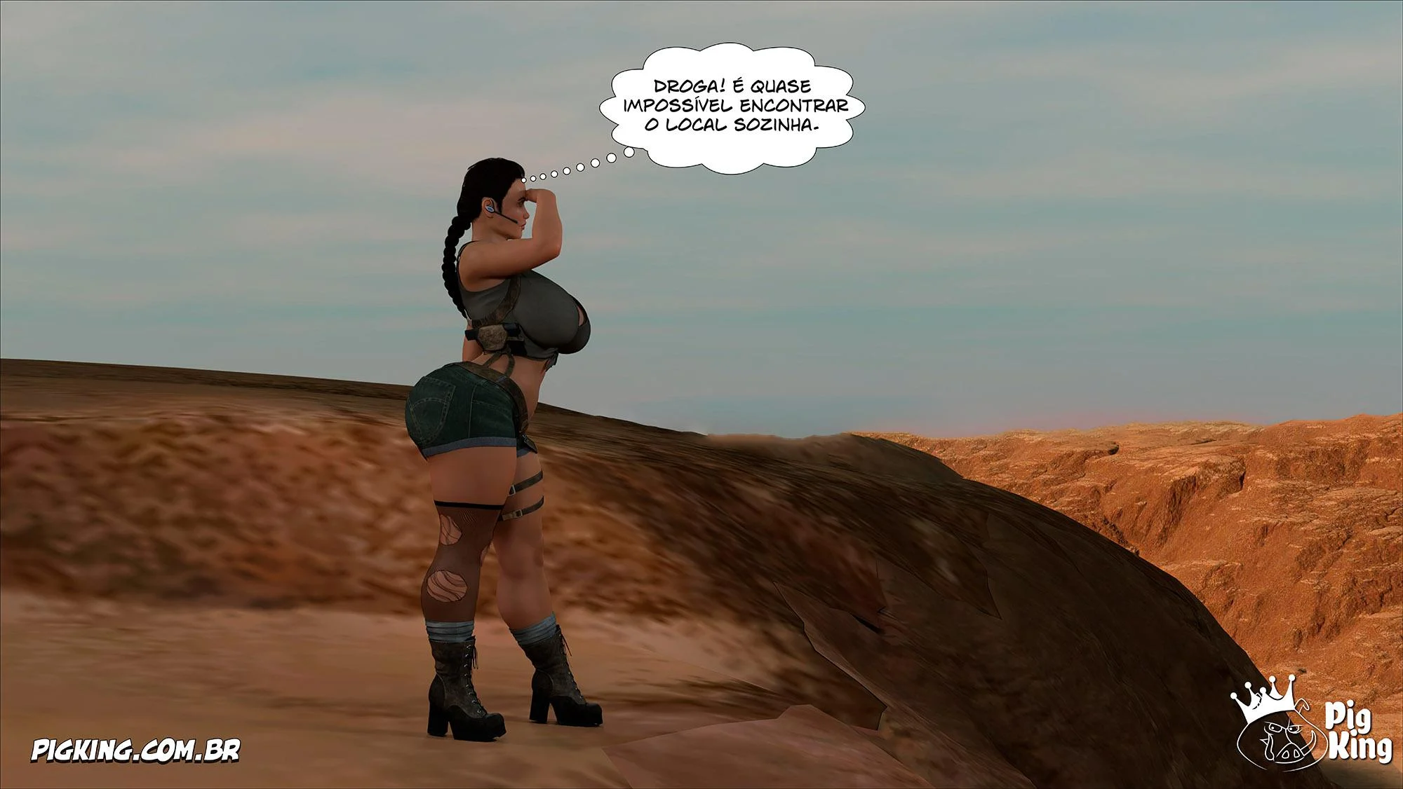 Lara Croft Submissa: Quadrinhos Pornô com Fodas Selvagens e Surras de Pica