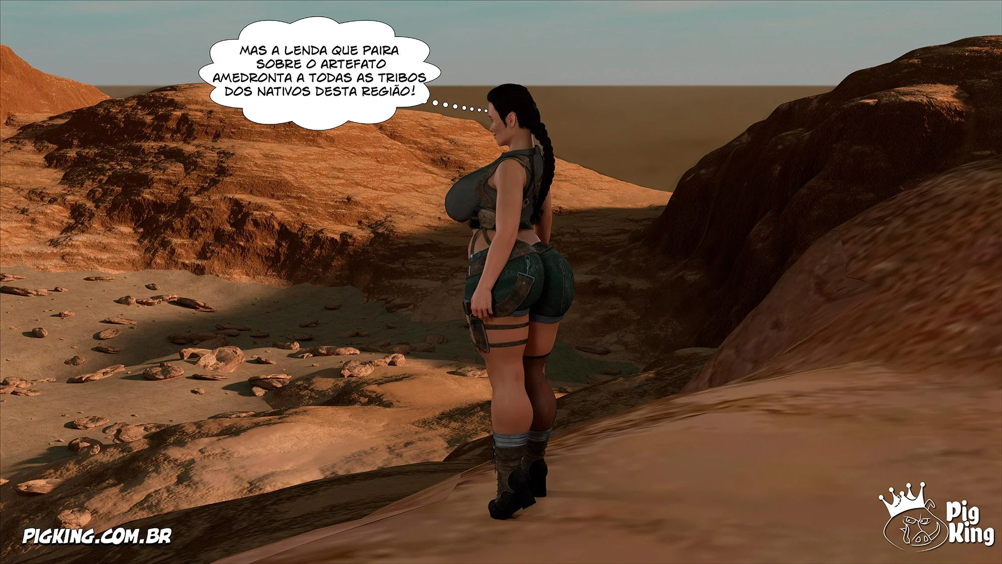Lara Croft Submissa: Quadrinhos Pornô com Fodas Selvagens e Surras de Pica