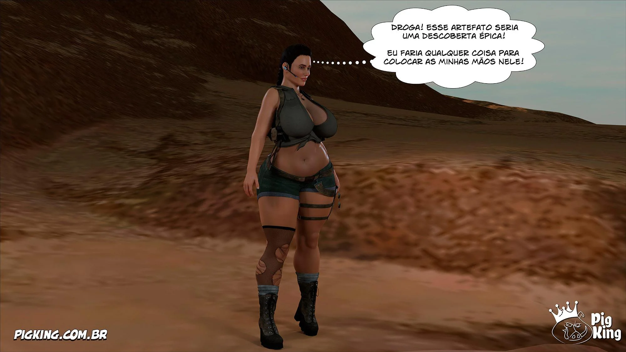 Lara Croft Submissa: Quadrinhos Pornô com Fodas Selvagens e Surras de Pica