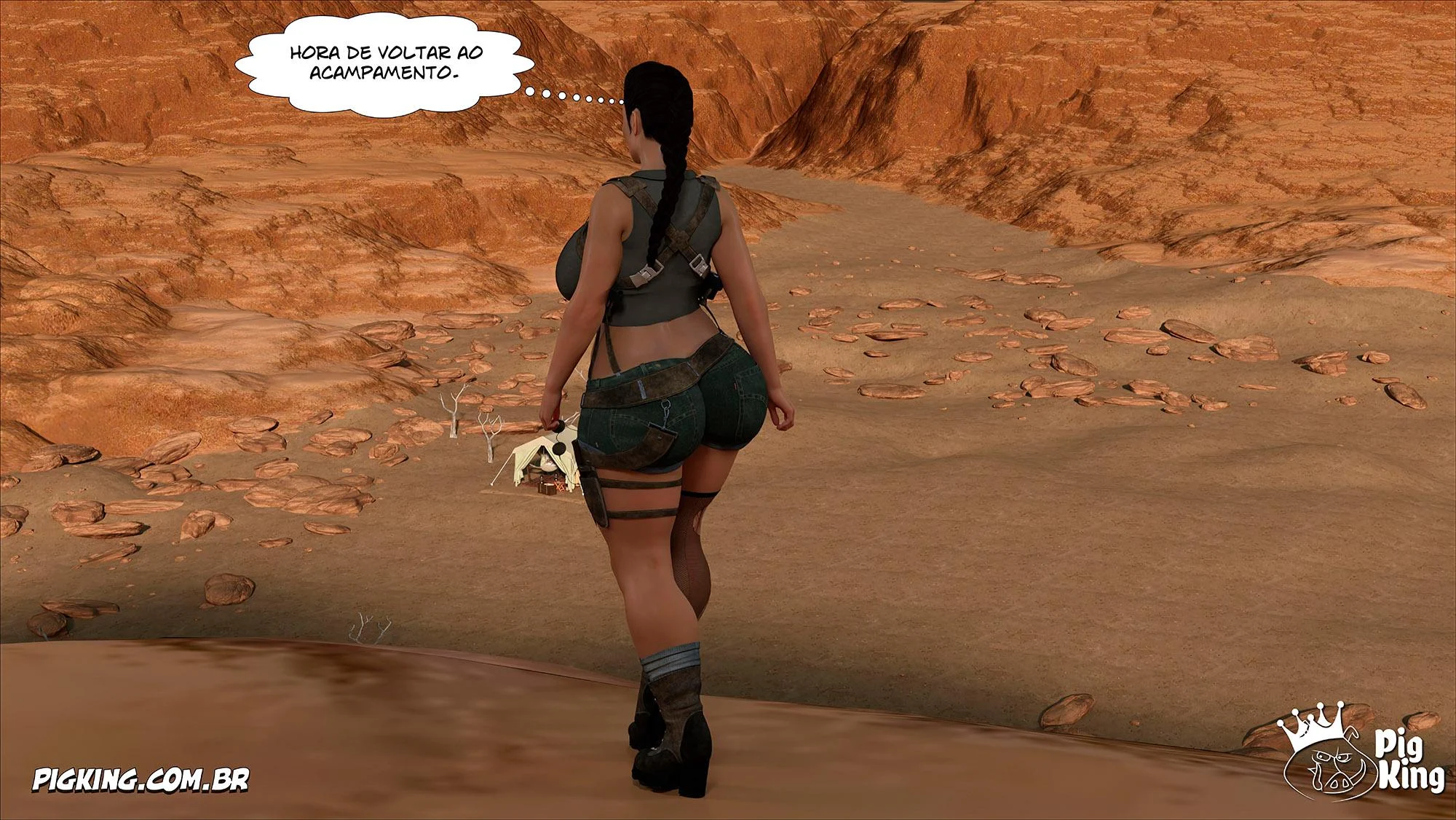 Lara Croft Submissa: Quadrinhos Pornô com Fodas Selvagens e Surras de Pica