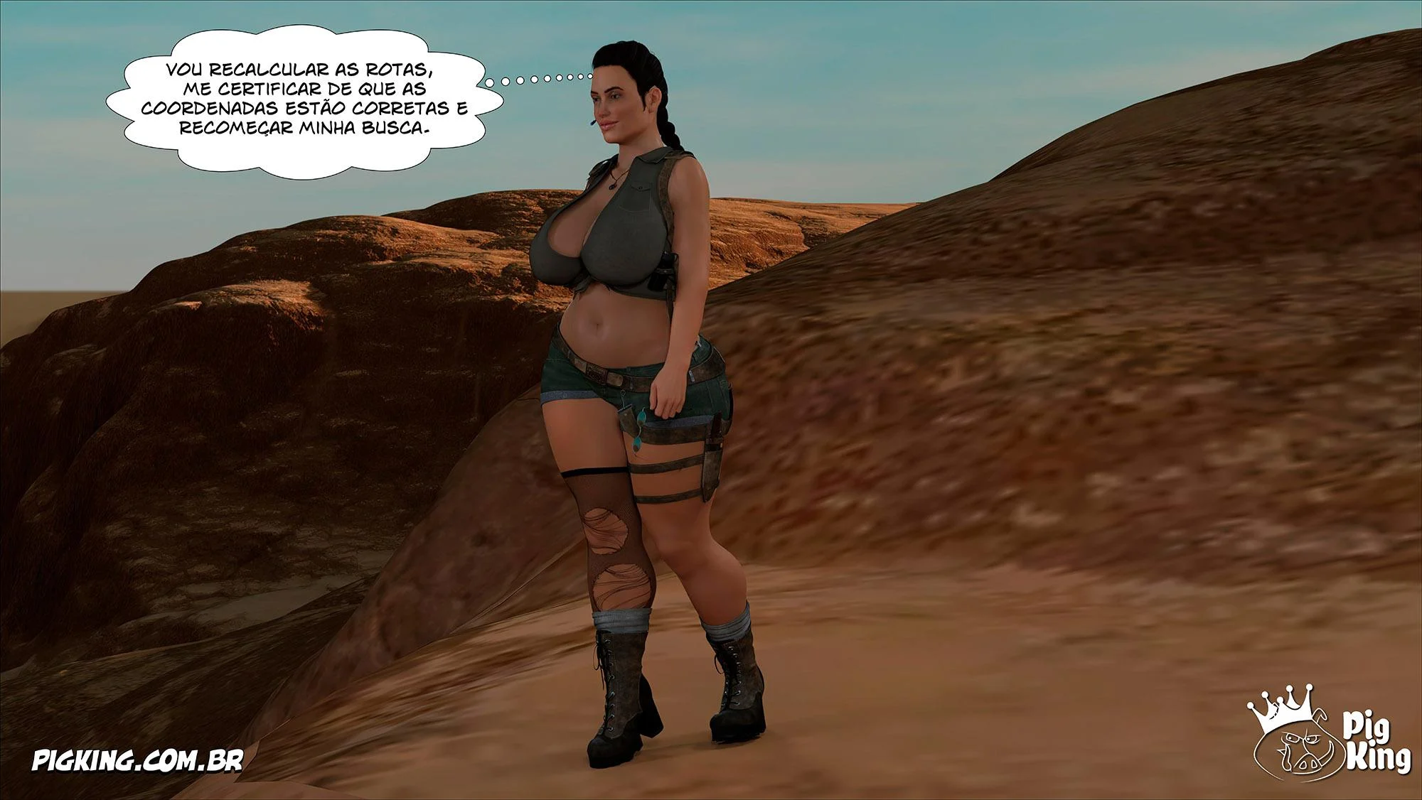 Lara Croft Submissa: Quadrinhos Pornô com Fodas Selvagens e Surras de Pica