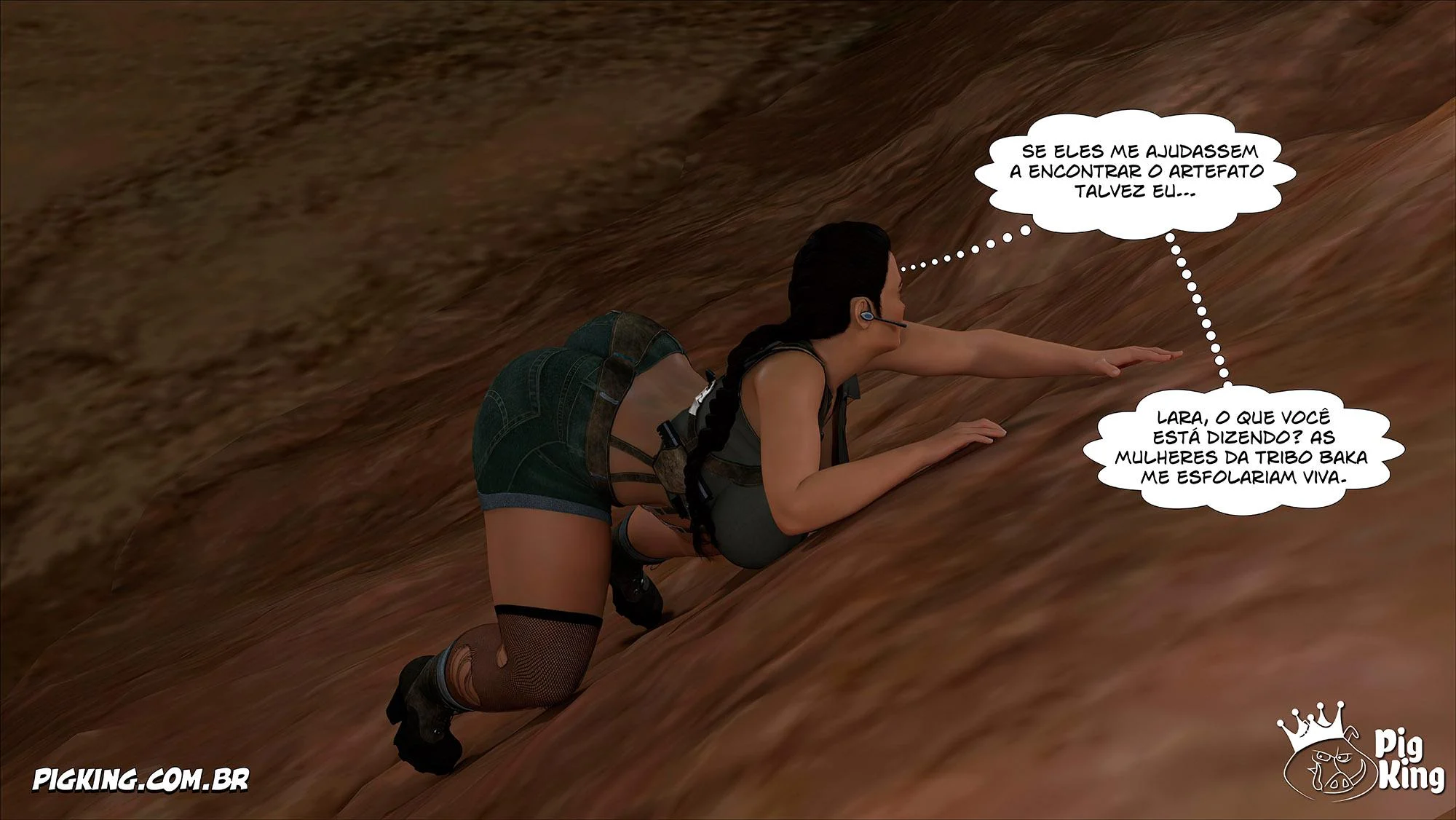 Lara Croft Submissa: Quadrinhos Pornô com Fodas Selvagens e Surras de Pica