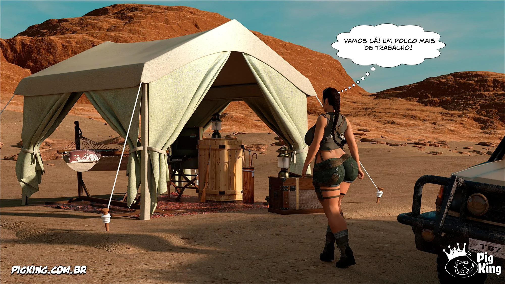 Lara Croft Submissa: Quadrinhos Pornô com Fodas Selvagens e Surras de Pica